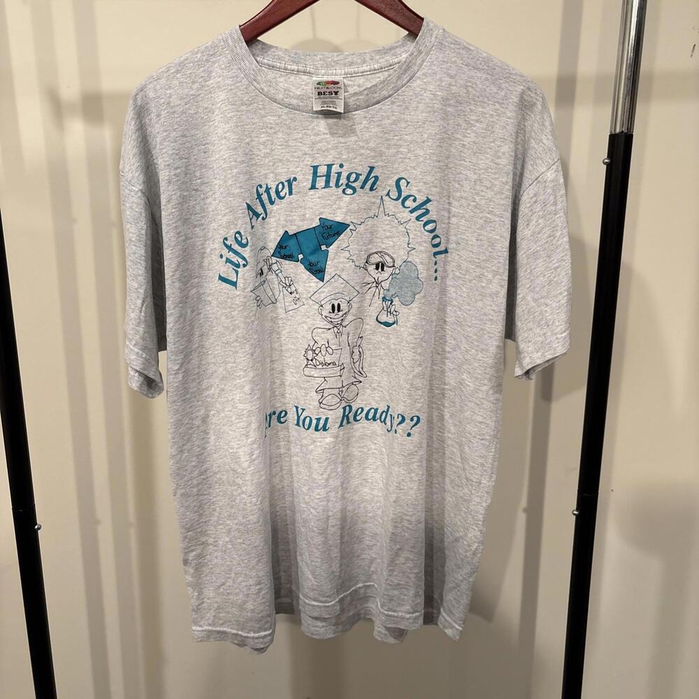Vintage Fruit of the Loom “Life After High School — Are You Ready?” Tee – XL